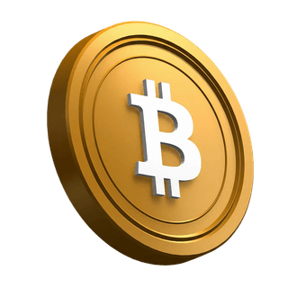 Área de destaque do design com moeda Bitcoin (BTC) inclinada
