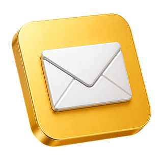 Na página de contato, ícone 3D decorativo de envelope de correio